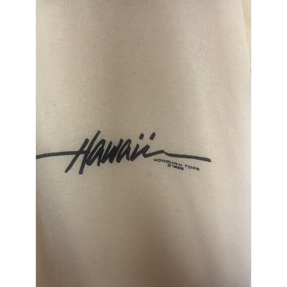 Vintage 80’s Honolulu Hawaii Tops Short Sleeve Surf Sweatshirt Sz Medium Yellow - Picture 4 of 8